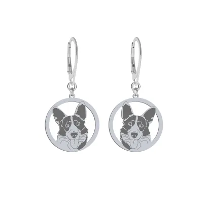 Silver Welsh corgi cardigan  engraved earrings - MEJK Jewellery