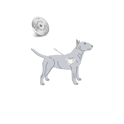 Wpinka z psem sercem Bulterier Miniaturowy srebro - MEJK Jewellery