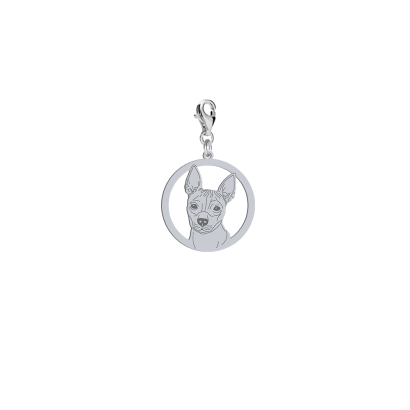 Charms z psem grawerem Amerykański Terrier Bezwłosy srebro - MEJK Jewellery