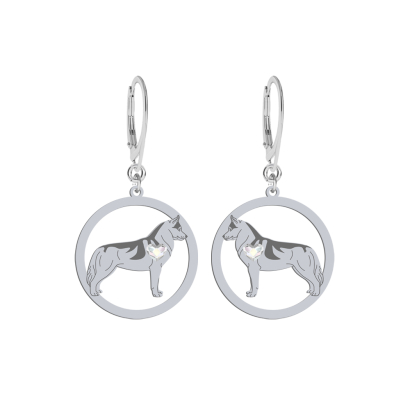 Silver Siberian Husky earrings, FREE ENGRAVING - MEJK Jewellery