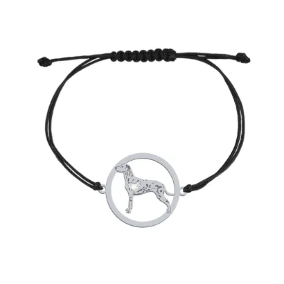 Silver Dalmatian engraved string bracelet with a heart - MEJK Jewellery