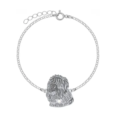 Silver Black Russian Terrier bracelet, FREE ENGRAVING - MEJK Jewellery