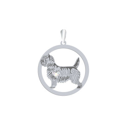 Silver Cairn Terrier pendant with a heart, FREE ENGRAVING - MEJK Jewellery