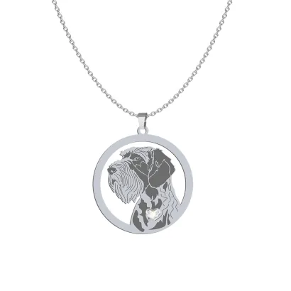 Silver German Wirehaired Pointer engraved necklace - MEJK Jewellery