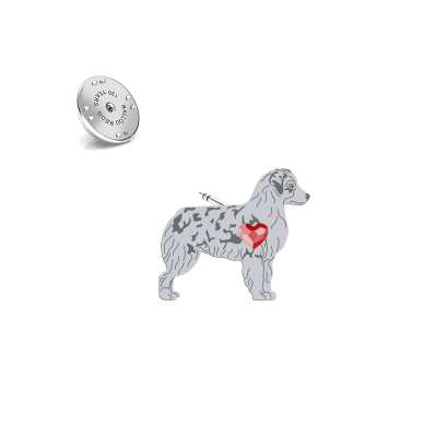 Wpinka z psem sercem Miniaturowy Owczarek Amerykański srebro - MEJK Jewellery