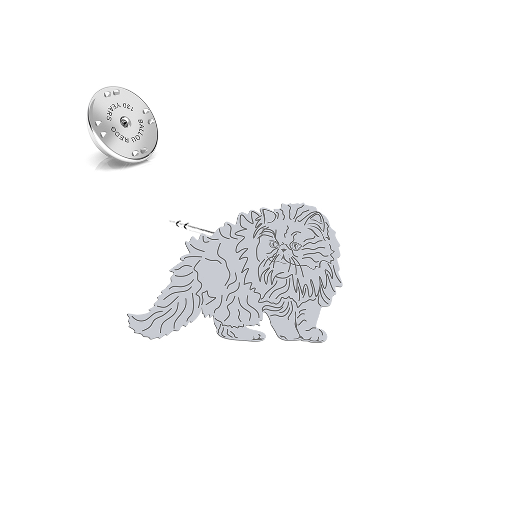 Silver Persian Cat pin - MEJK Jewellery