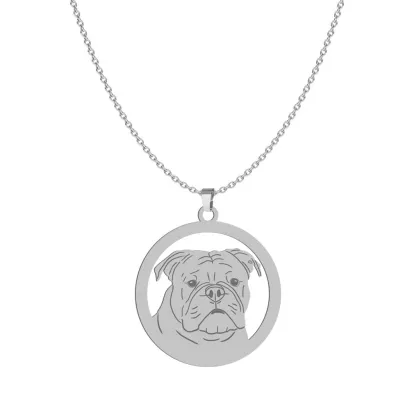 Silver Continental Bulldog necklace, FREE ENGRAVING - MEJK Jewellery