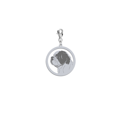 Charms z psem grawerem Saint Bernard Dog srebro - MEJK Jewellery