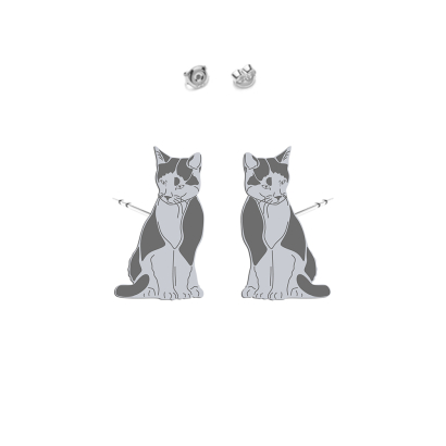 Silver Tuxedo Cat earrings - MEJK Jewellery