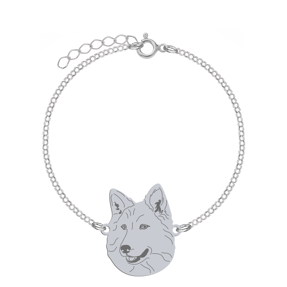 Bransoletka z psem grawerem White Swiss Shepherd Dog srebro - MEJK Jewellery