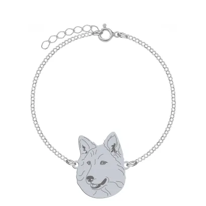 Silver White Swiss Shepherd engraved bracelet - MEJK Jewellery
