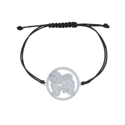 Silver Bichon Bolognese Dog engraved string bracelet - MEJK Jewellery