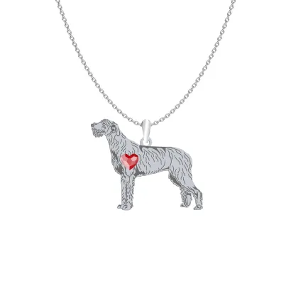 Silver  Irish Wolfhound  engraved necklace with a heart - MEJK Jewellery