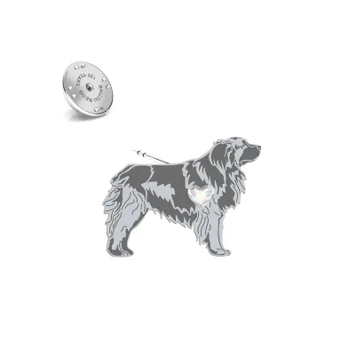 Silver Leonberger pin with a heart - MEJK Jewellery
