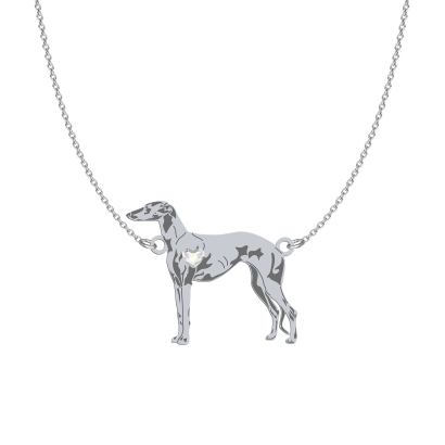 Silver Galgo Espanol necklace with a heart, FREE ENGRAVING - MEJK Jewellery