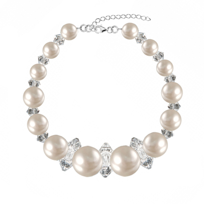 Bransoletka do ślubu z kryształami perłami srebro