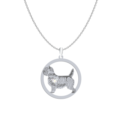 Silver Cairn Terrier necklace with a heart, FREE ENGRAVING - MEJK Jewellery