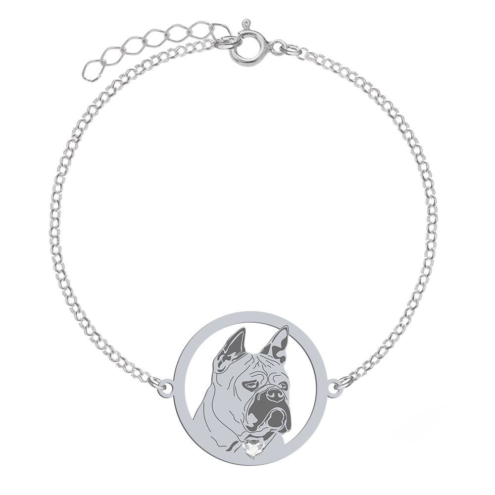 Silver Chongqing Dog bracelet with a heart, FREE ENGRAVING - MEJK Jewellery