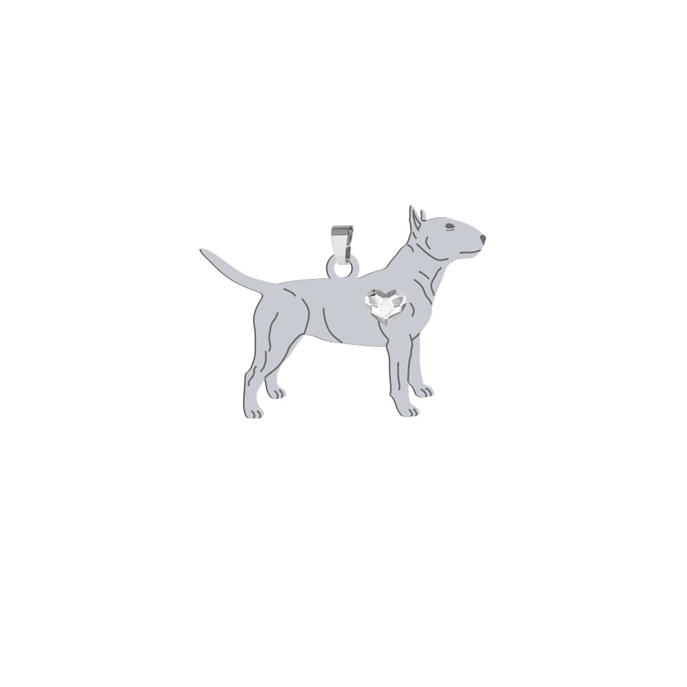 Silver Miniature Bull Terrier engraved pendant, FREE ENGRAVING - MEJK Jewellery