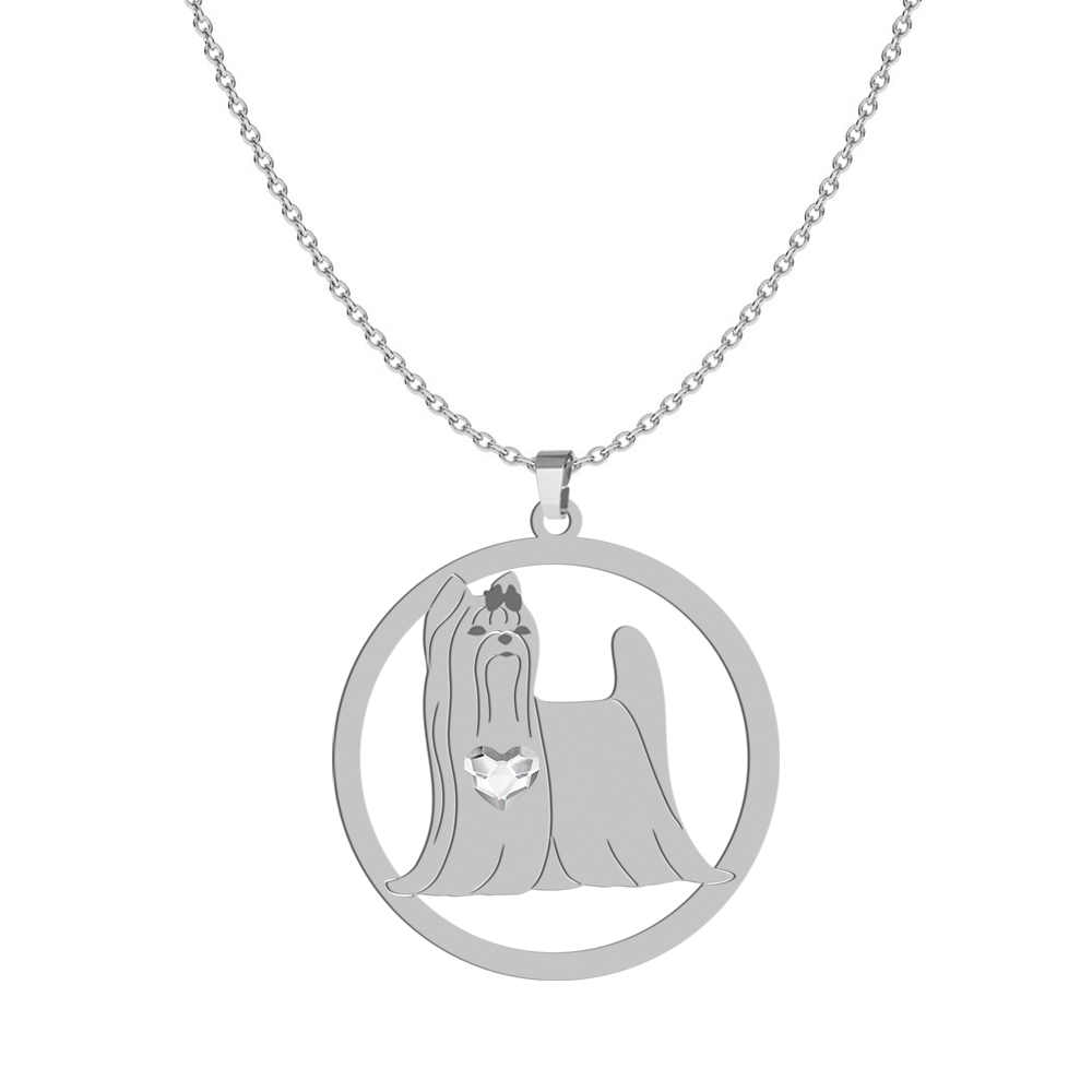 Silver Yorkshire Terrier necklace FREE ENGRAVING - MEJK Jewellery