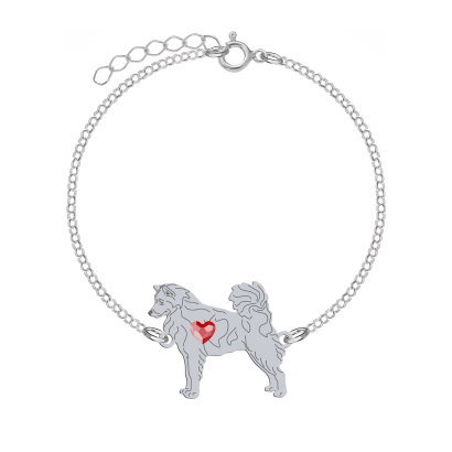 Bransoletka z sercem psem Thai Bangkaew Dog srebro GRAWER GRATIS - MEJK Jewellery