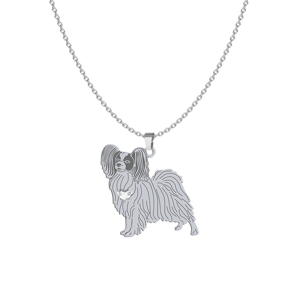 Naszyjnik z psem Papillon srebro GRAWER GRATIS - MEJK Jewellery