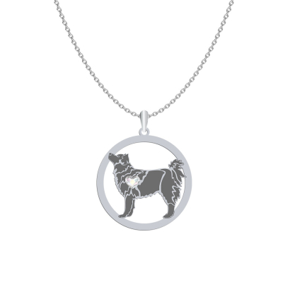 Silver Swedish Lapphund engraved necklace with a heart - MEJK Jewellery