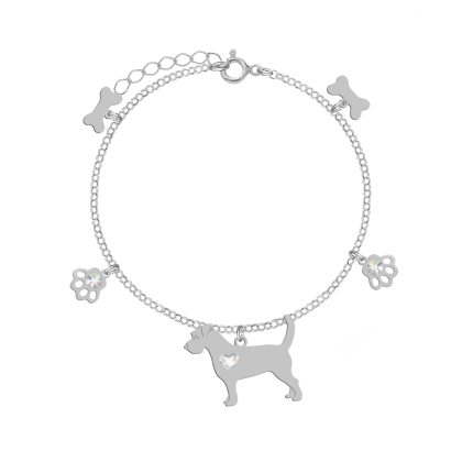 Silver Long-haired Jack Russell Terrier engraved bracelet - MEJK Jewellery
