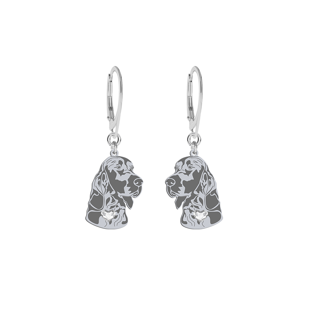 Silver Irish Red Setter earrings with a heart, FREE ENGRAVING - MEJK Jewellery
