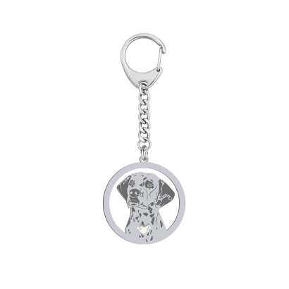 Silver Dalmatian keyring with a heart, FREE ENGRAVING - MEJK Jewellery