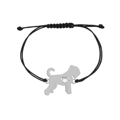 Silver Black Russian Terrier string bracelet, FREE ENGRAVING - MEJK Jewellery