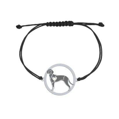 Silver Polish Hunting Dog string bracelet with a heart, FREE ENGRAVING - MEJK Jewellery
