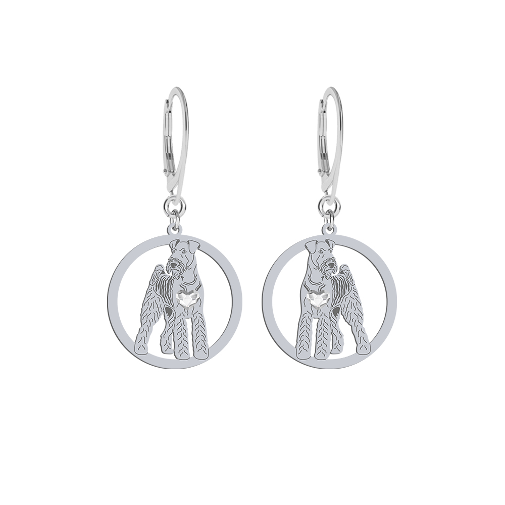 Kolczyki Airedale Terrier srebro platynowane pozłacane GRAWER GRATIS - MEJK Jewellery