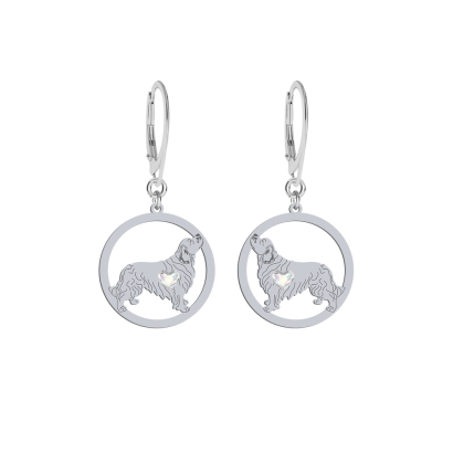 Silver Clumber Spaniel earrings, FREE ENGRAVING - MEJK Jewellery