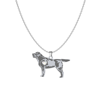 Silver Labrador Retriever necklace with a heart, FREE ENGRAVING - MEJK Jewellery