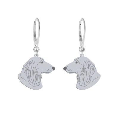 Silver Long-haired dachshund earrings, FREE ENGRAVING - MEJK Jewellery
