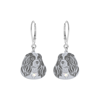 Silver Cavalier King Charles Spaniel earrings, FREE ENGRAVING - MEJK Jewellery