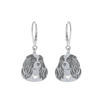 Silver Cavalier King Charles Spaniel earrings, FREE ENGRAVING - MEJK Jewellery