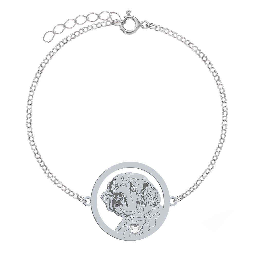 Silver Clumber Spaniel engraved bracelet with a heart - MEJK Jewellery