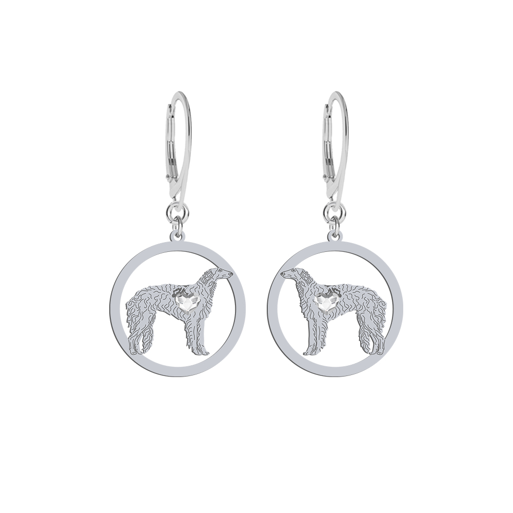 Silver Borzoj engraved earrings - MEJK Jewellery