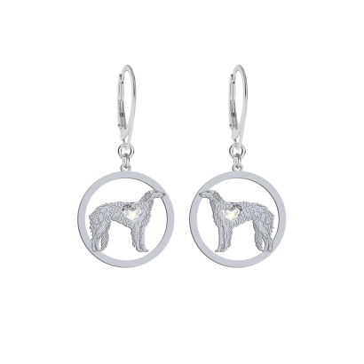 Silver Borzoj engraved earrings - MEJK Jewellery
