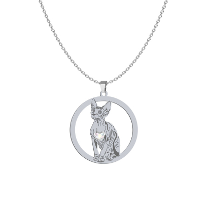 Silver Sphynx Cat necklace, FREE ENGRAVING - MEJK Jewellery