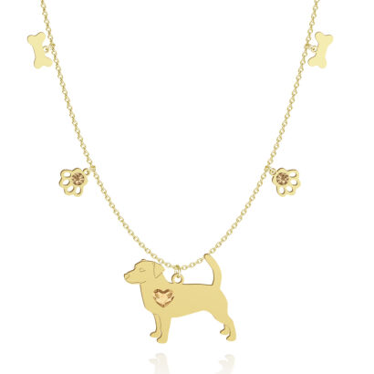 Silver Short-haired Jack Russell Terrier necklace with a heart, FREE ENGRAVING - MEJK Jewellery