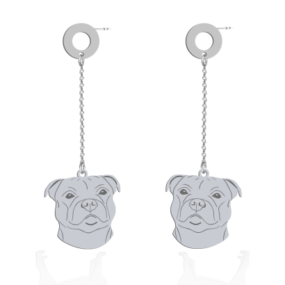 Silver Staffordshire Bull Terrier earrings, FREE ENGRAVING - MEJK Jewellery
