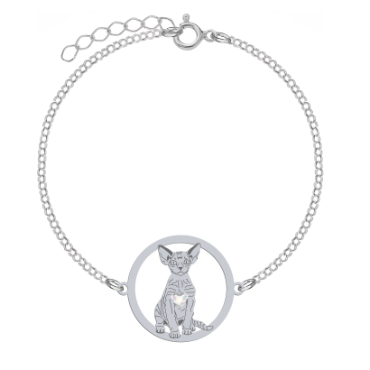 Silver Devon Rex Cat bracelet, FREE ENGRAVING - MEJK Jewellery
