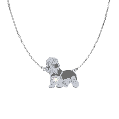 Silver Dandie Dinmont Terrier necklace with a heart, FREE ENGRAVING - MEJK Jewellery