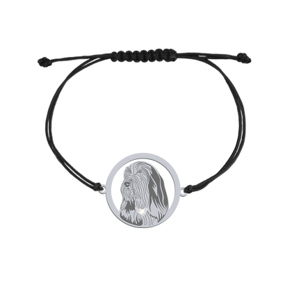 Bransoletka Bearded Collie srebro platynowane pozłacane sznurek GRAWER GRATIS - MEJK Jewellery