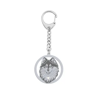 Silver Finnish Lapphund keyring with a heart, FREE ENGRAVING - MEJK Jewellery