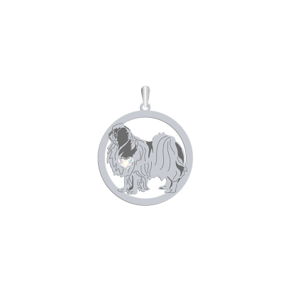 Silver Japanese Chin pendant with a heart, FREE ENGRAVING - MEJK Jewellery