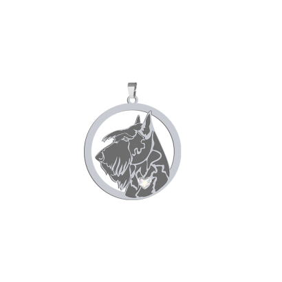 Silver Scottish Terrier engraved pendant with a heart - MEJK Jewellery